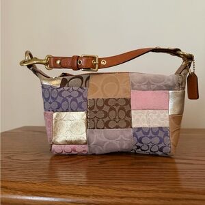 Coach Patchwork Mini Bag in Pink, Brown, and Gold